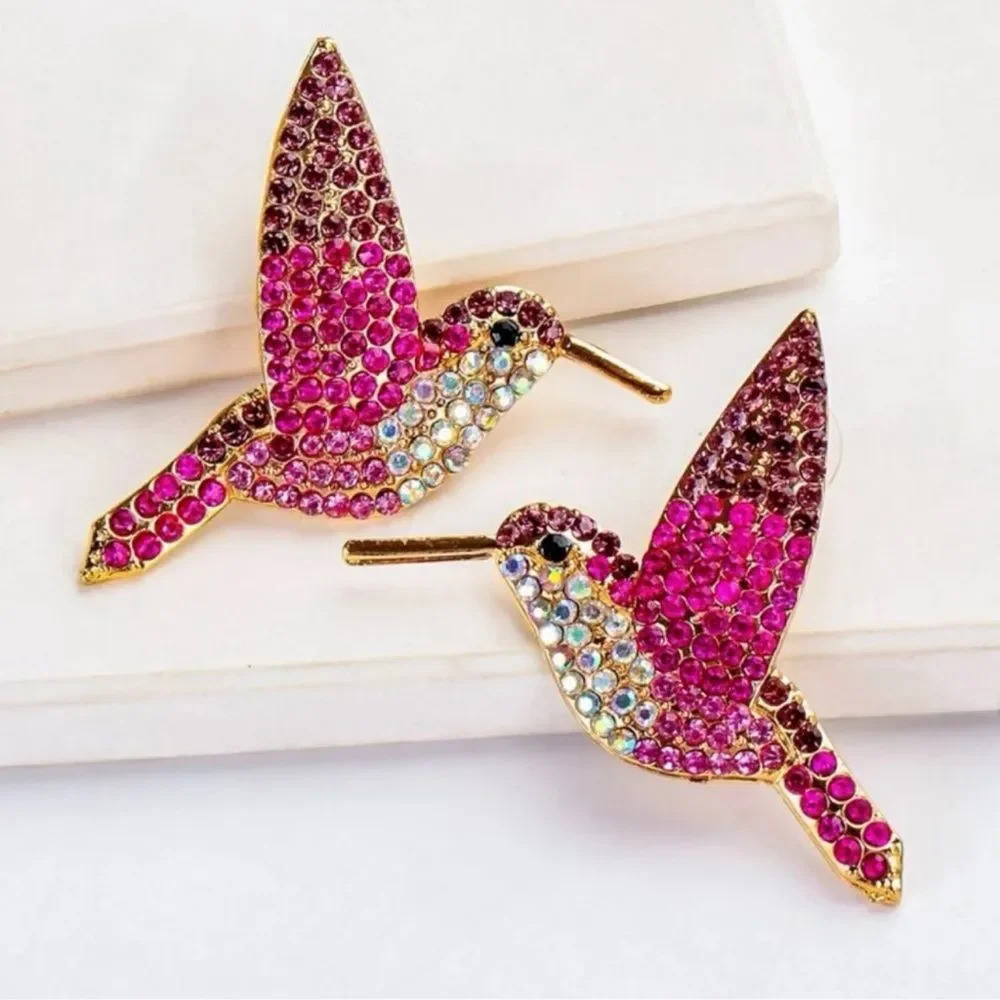 Hummingbird Purple Crystal Earrings
